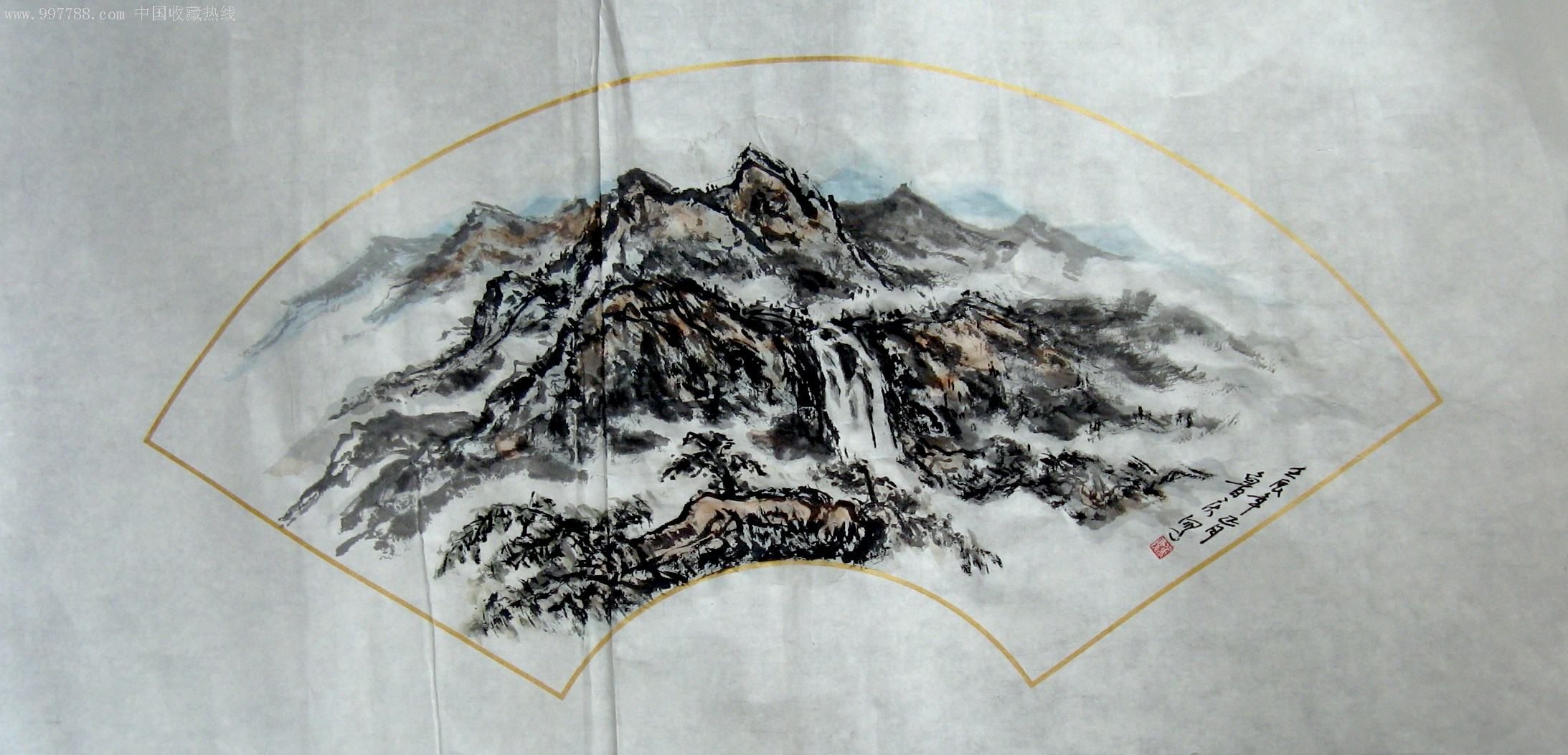 山东实力派画家三尺扇面山水画01