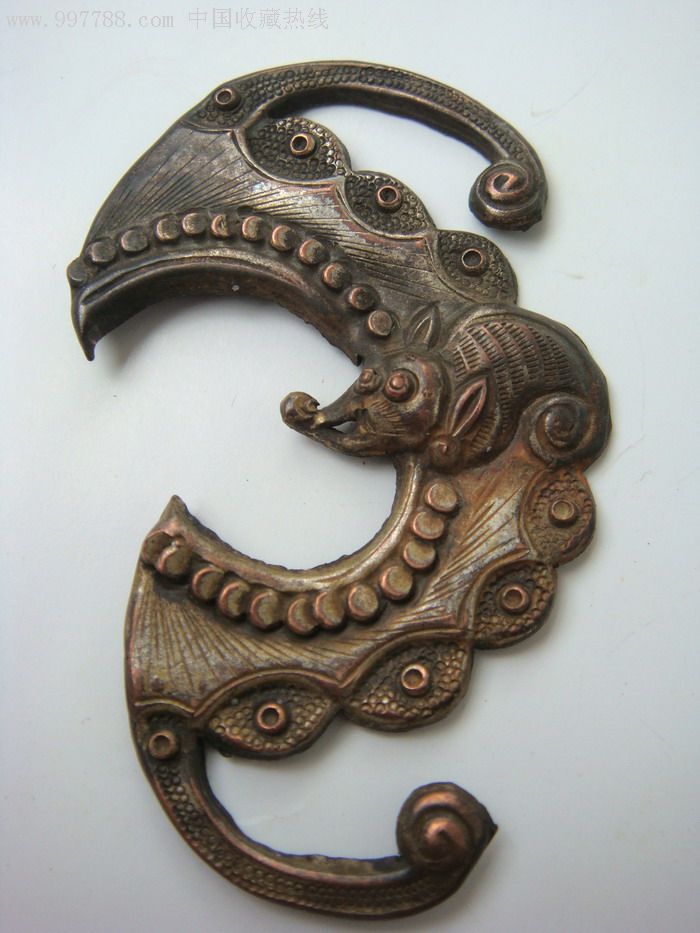 清末铜鎏银大蝙蝠饰件