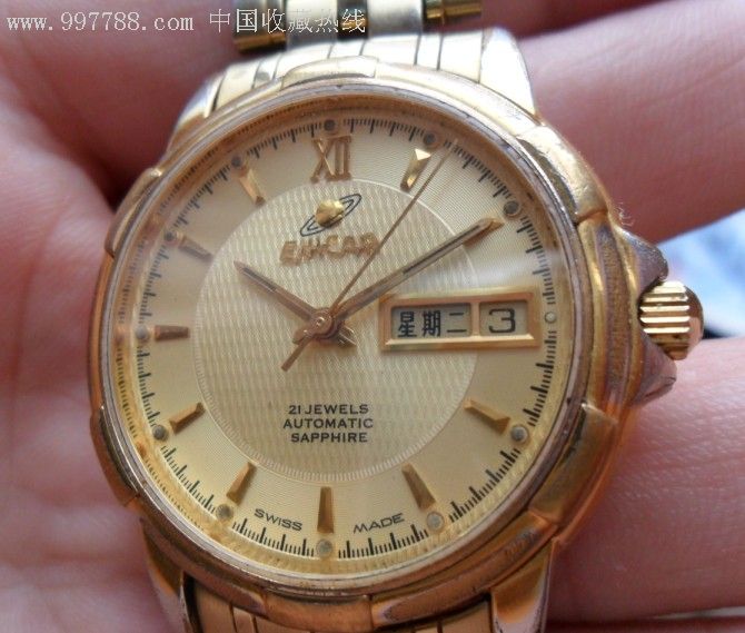 手表/腕表,机械,八十年代(20世纪),英纳格/英格,镀黄金,瑞士,三针