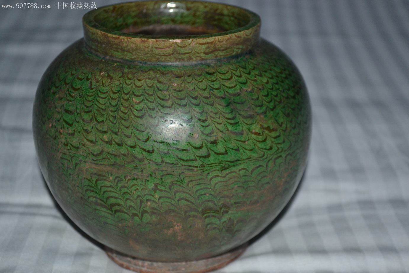 元代绿釉罐