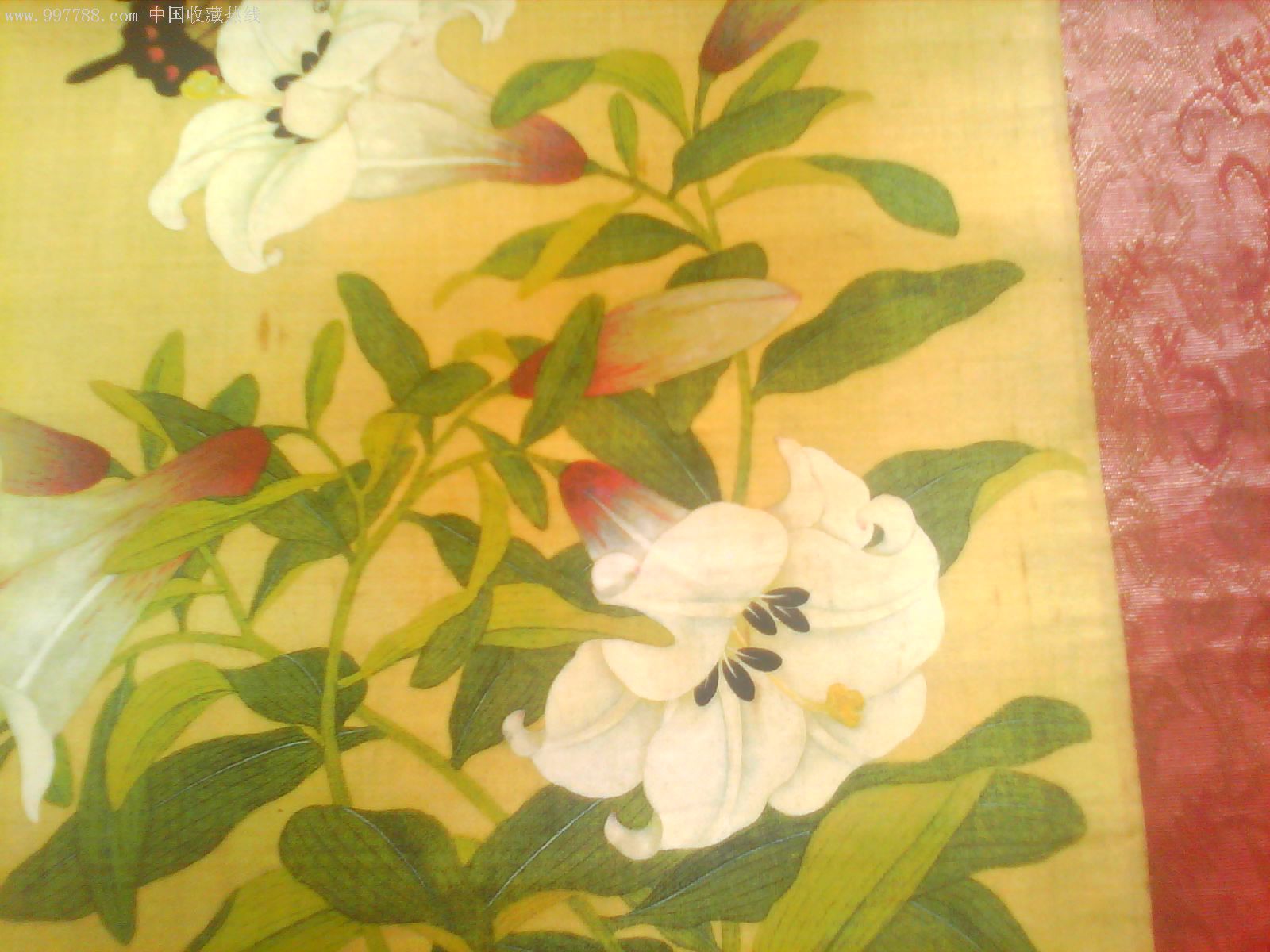 花卉蝴蝶图-清代画家余樨画-高29.2厘米-宽25.2厘米