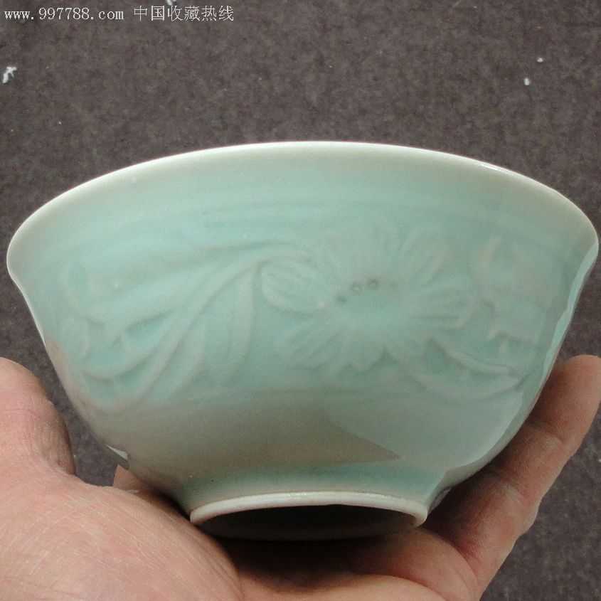 五十年代龙泉青釉刻花碗-青瓷/秘色瓷-在线拍卖-7788瓷器