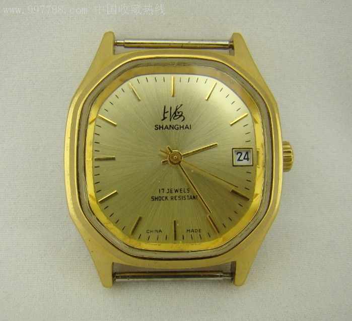 少见上海8120单历机芯,镀金方形老表,手表/腕表,机械,年代不详,上海