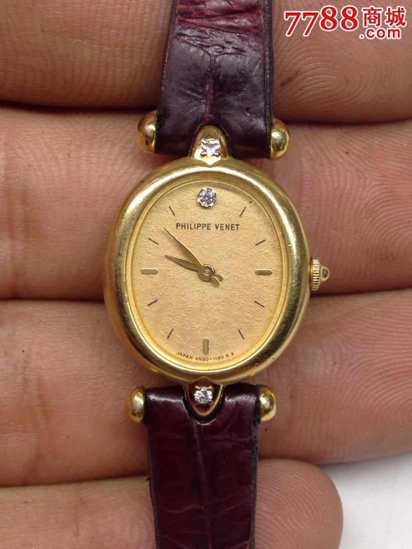 美品philippevenet包金镶钻3亮点女士石英腕表