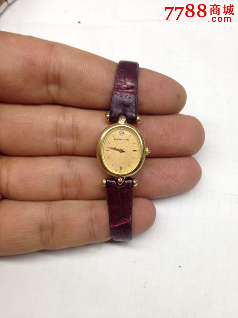 美品philippevenet包金镶钻3亮点女士石英腕表
