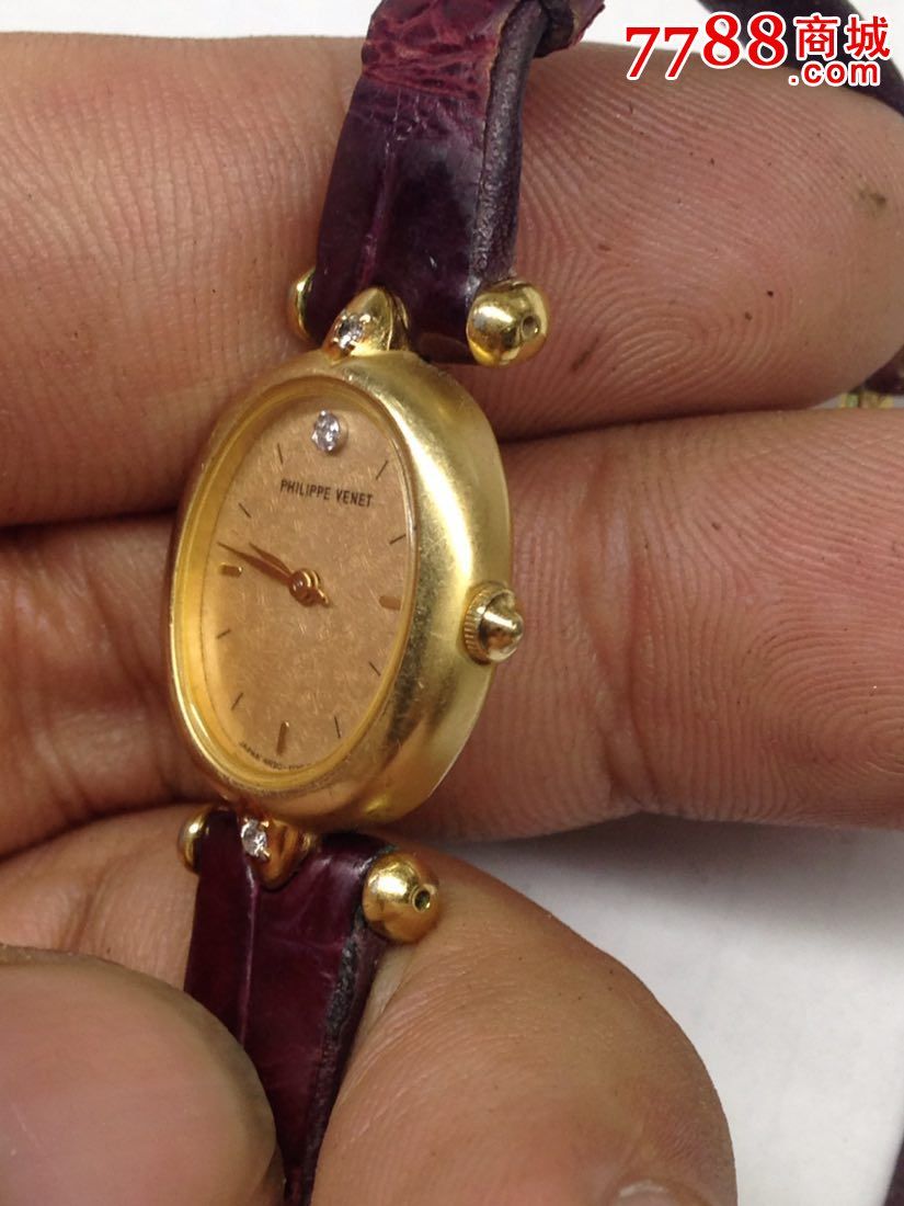 美品philippevenet包金镶钻3亮点女士石英腕表