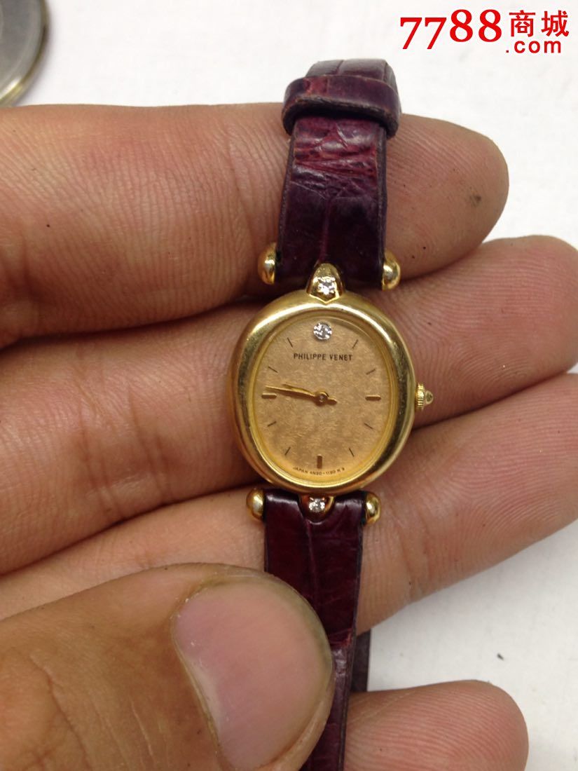 美品philippevenet包金镶钻3亮点女士石英腕表