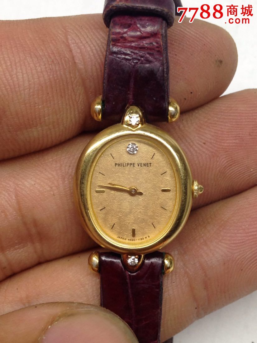 美品philippevenet包金镶钻3亮点女士石英腕表