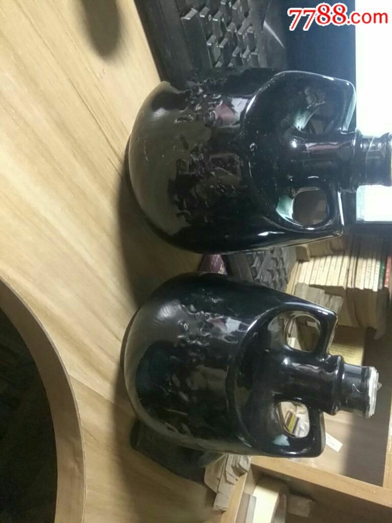 杨湖黑陶酒瓶一对