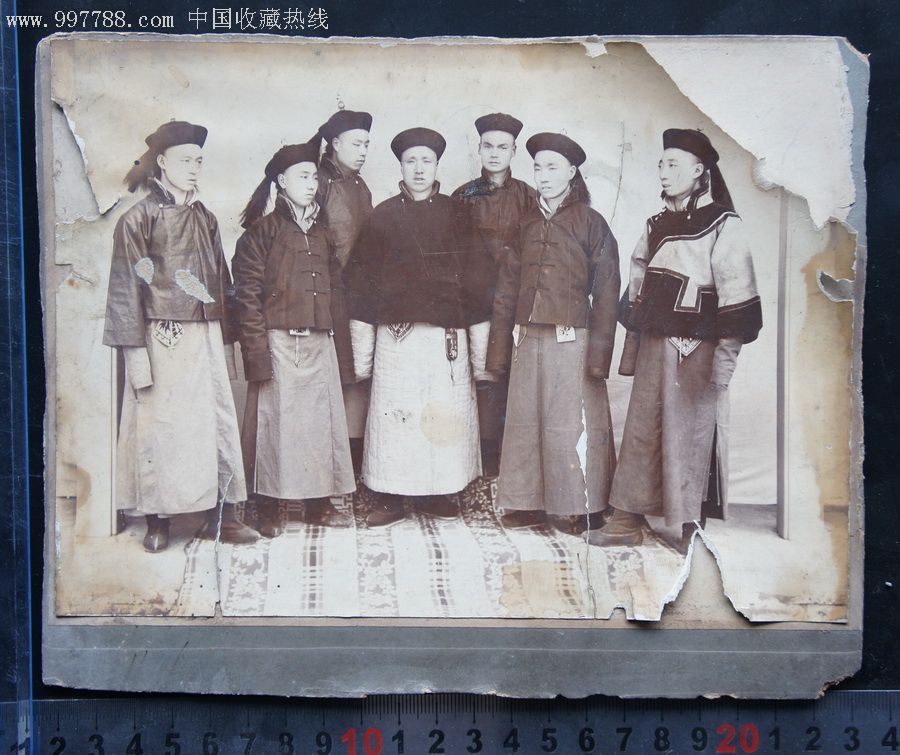 清朝八旗子弟合影,清朝老照片21.5*17.
