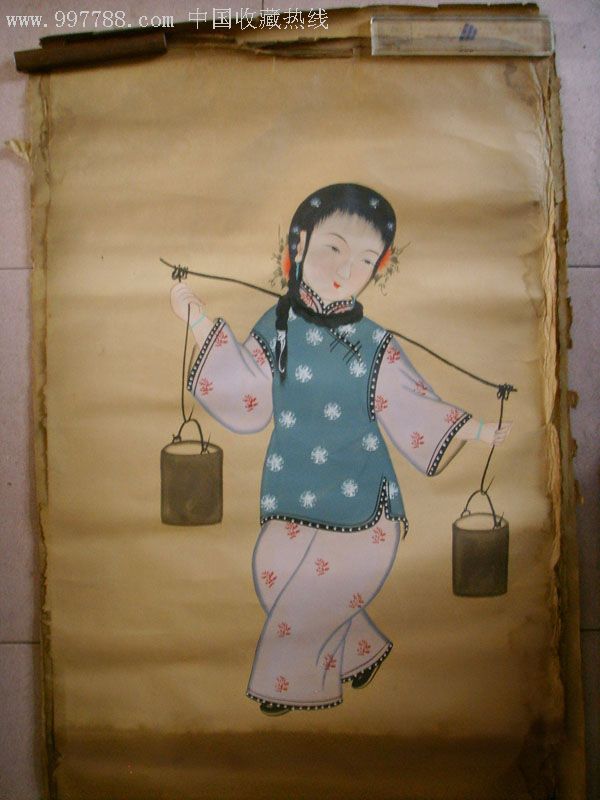 民国漂亮的美女杨家埠年画 尺寸;110cmx68cm