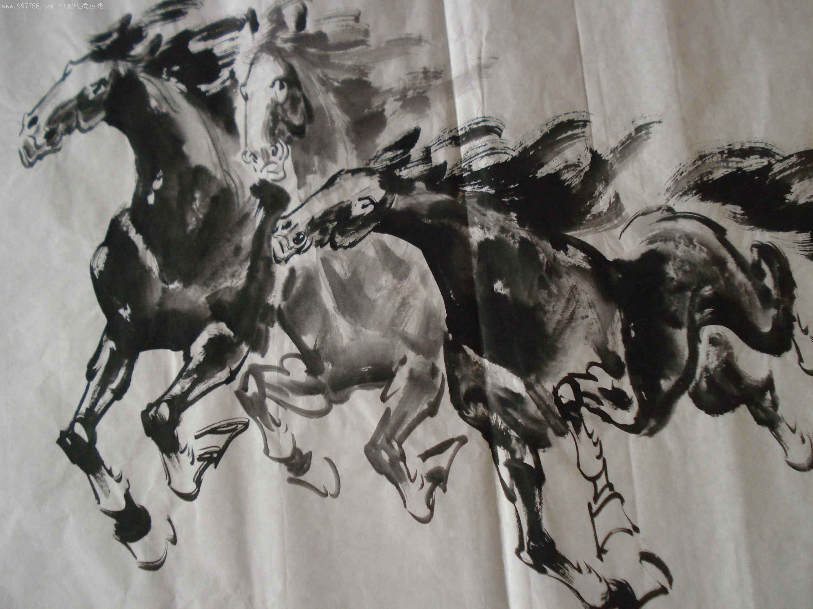 纯手绘三平尺马奔腾69x67