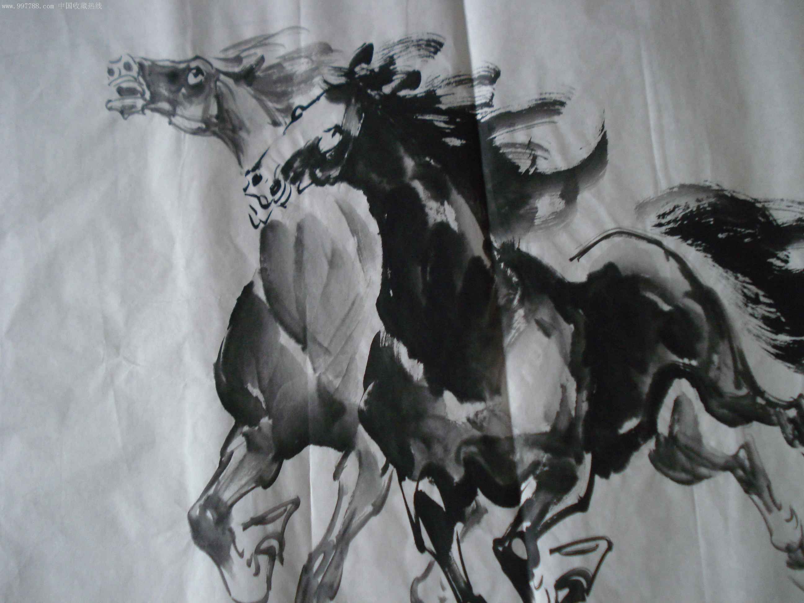 纯手绘三平尺马奔腾69x67