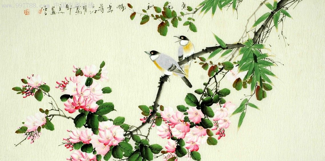 【白羽画师】3尺工笔花鸟约100厘米×50厘米_山水国画原作_第2张