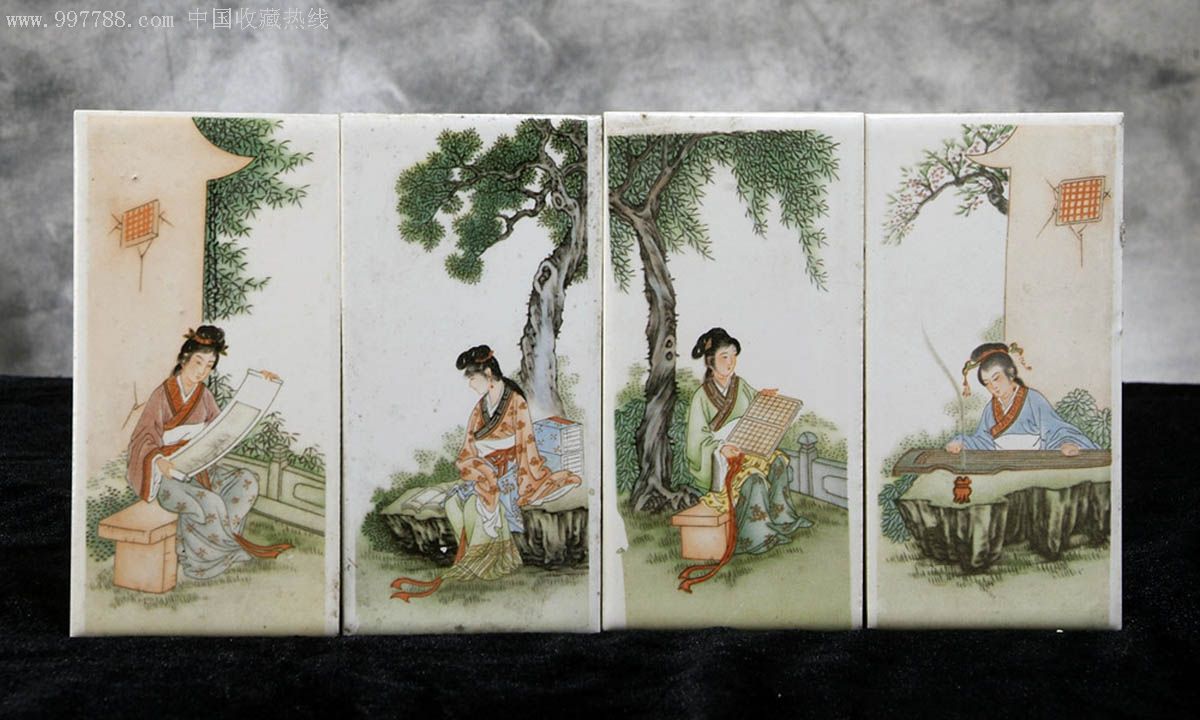 《琴棋书画》瓷板