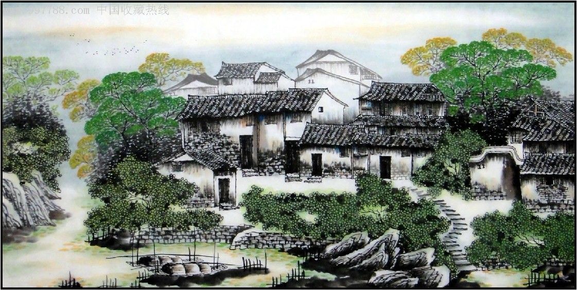 实力派画家刘海东*精品四尺山水画[水乡春韵]