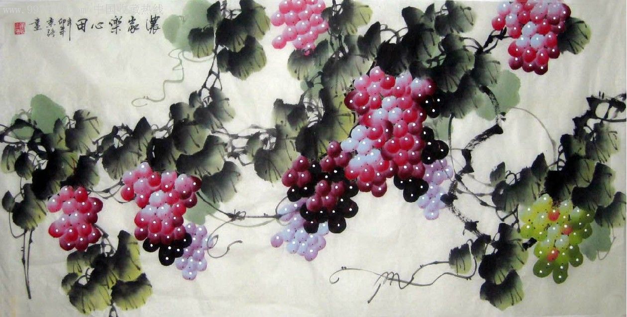 唐宗强-四尺国画葡萄《农家乐心田》