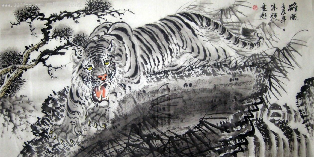 唐宗强-四尺国画老虎《雄风》