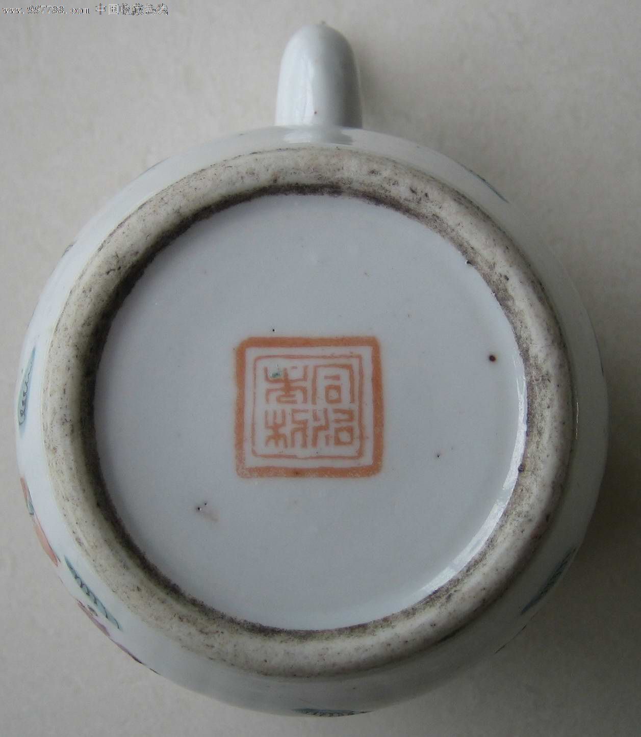 清代粉彩瓷器,"同治年制"款,同光彩人物茶壶,缺盖全品