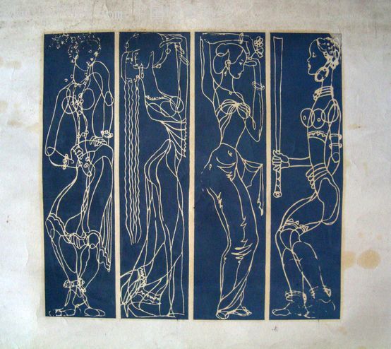 一幅版画《四美图》