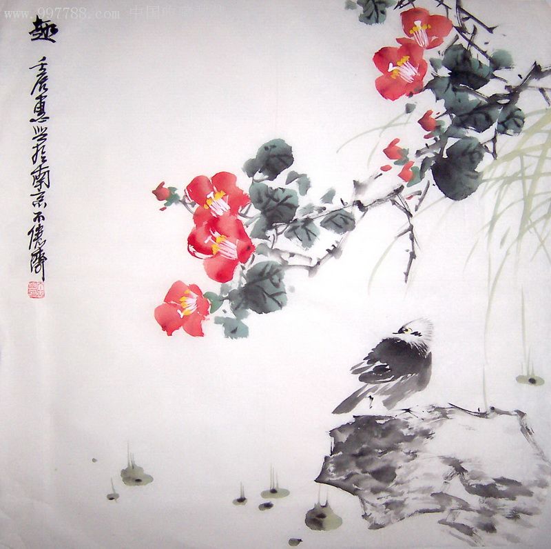 年底清仓特价【不倦斋】傅抱石弟子,江苏省美协名家◆丁惠兴,花鸟小品