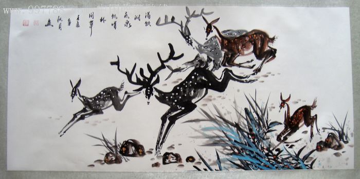 甘肃著名画家慕郁冰《鹿鸣山泽》