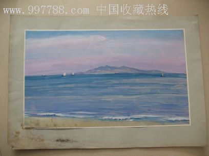 70年代大海风景水粉画(作者不详)_水粉/水彩原画_作品欣赏_收藏价值