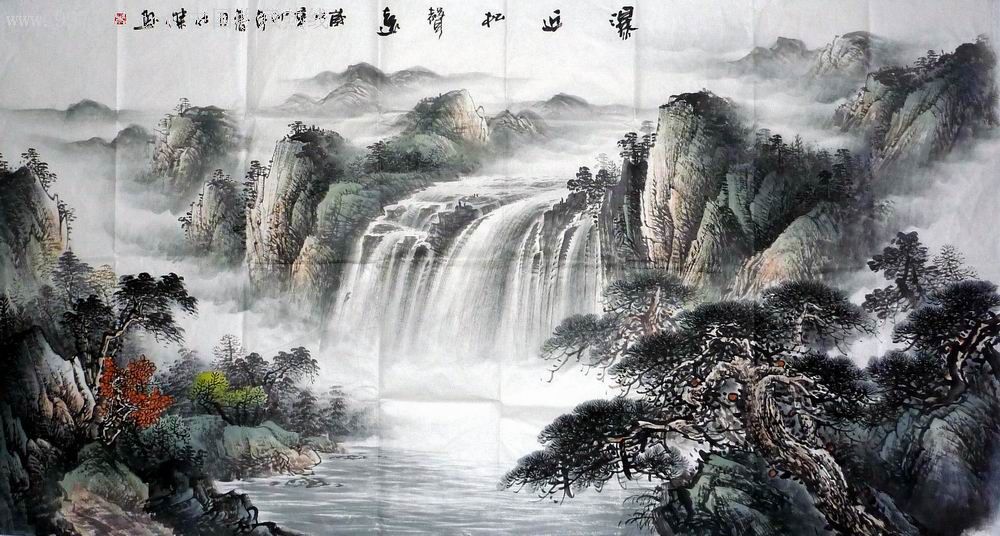 江南巨幅山水画家唐仕杰六尺精品(186*96)