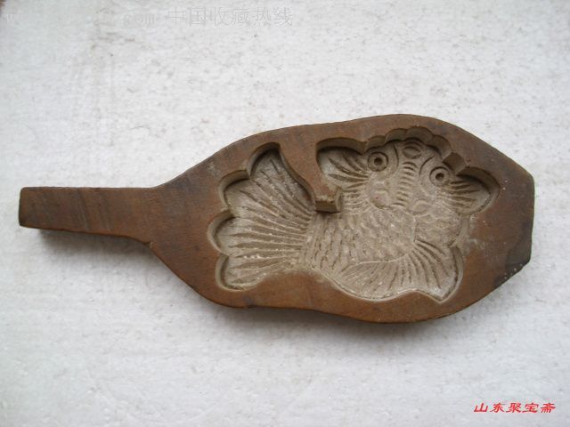 民国艺人手工雕刻木艺金鱼吉祥面食模具模型印模老卡子