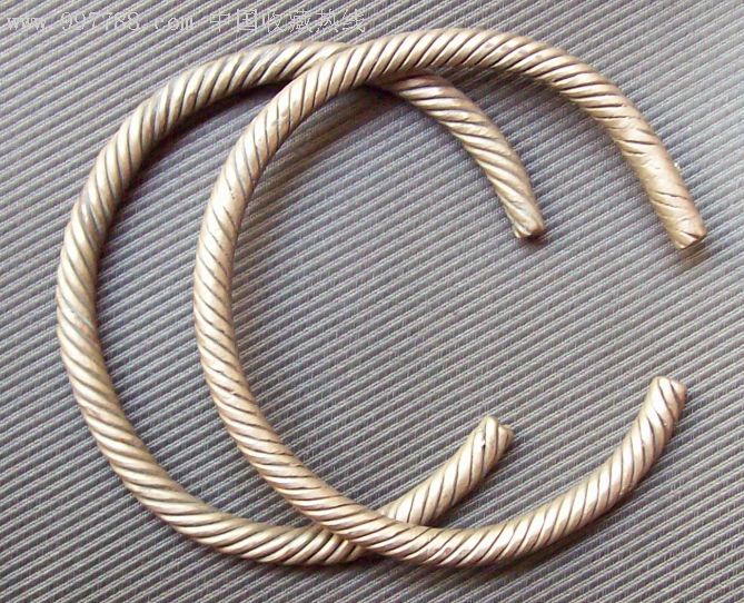 清民缠丝纹银手镯一对