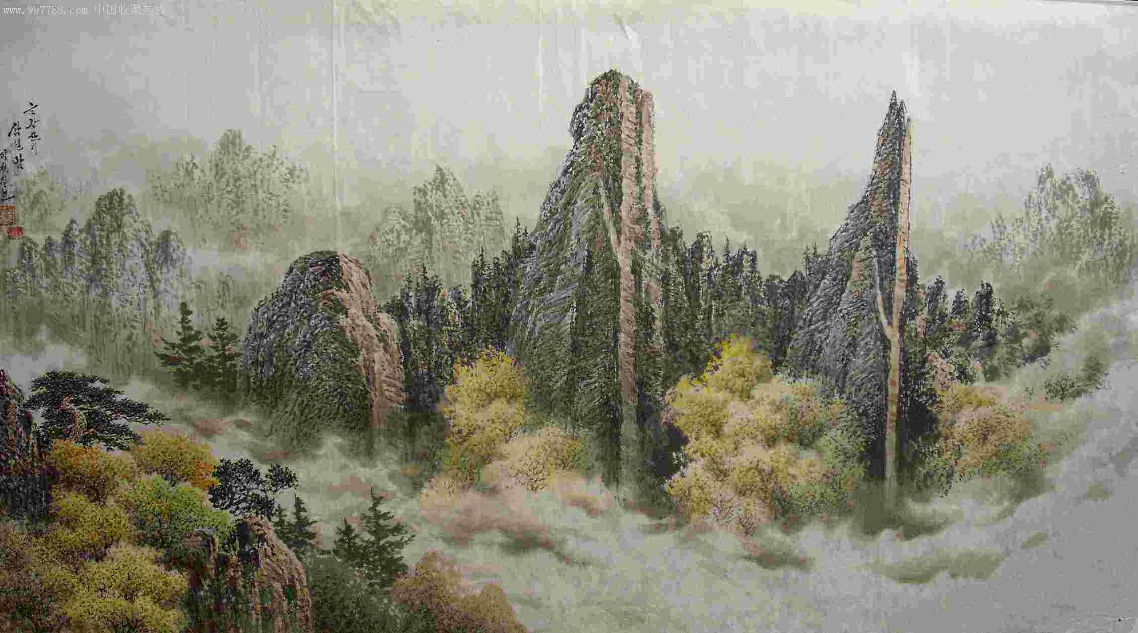 朝鲜画金刚山的三善岩朝鲜知名画家金日国-se8471915-山水国画原作