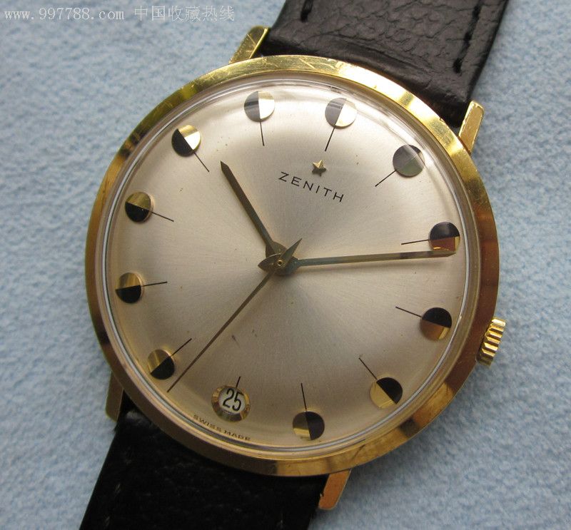 古董瑞士zenith真利时18k实金带日历手动表品相极好