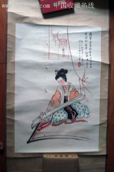 著名画家李建文作《唐李端听筝图》保真迹_人物国画原作_丹佑仙书屋【7788收藏__收藏热线】