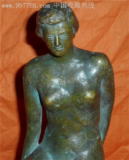精美回流*体美女塑像,铜像/铜佛像,人物铜像,民国,黄铜,坐像,se