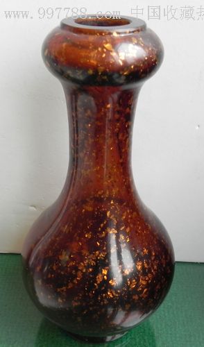 洒金老琉璃蒜头大瓶