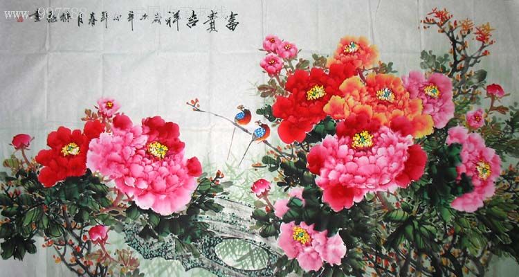 实力画家徐飞六尺工笔牡丹(富贵吉祥)0811