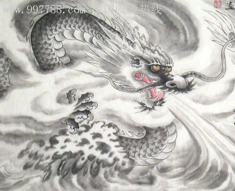 郑玄四尺工笔龙(神龙出海)22042