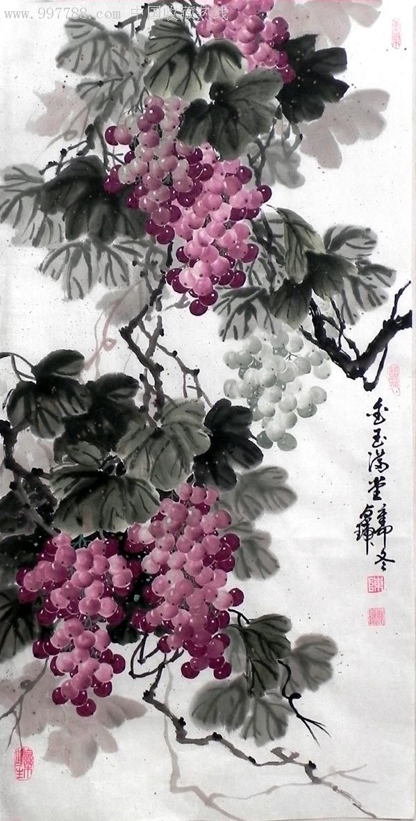收藏送礼佳品国画花鸟画名师陈贞瑞三尺写意葡萄506