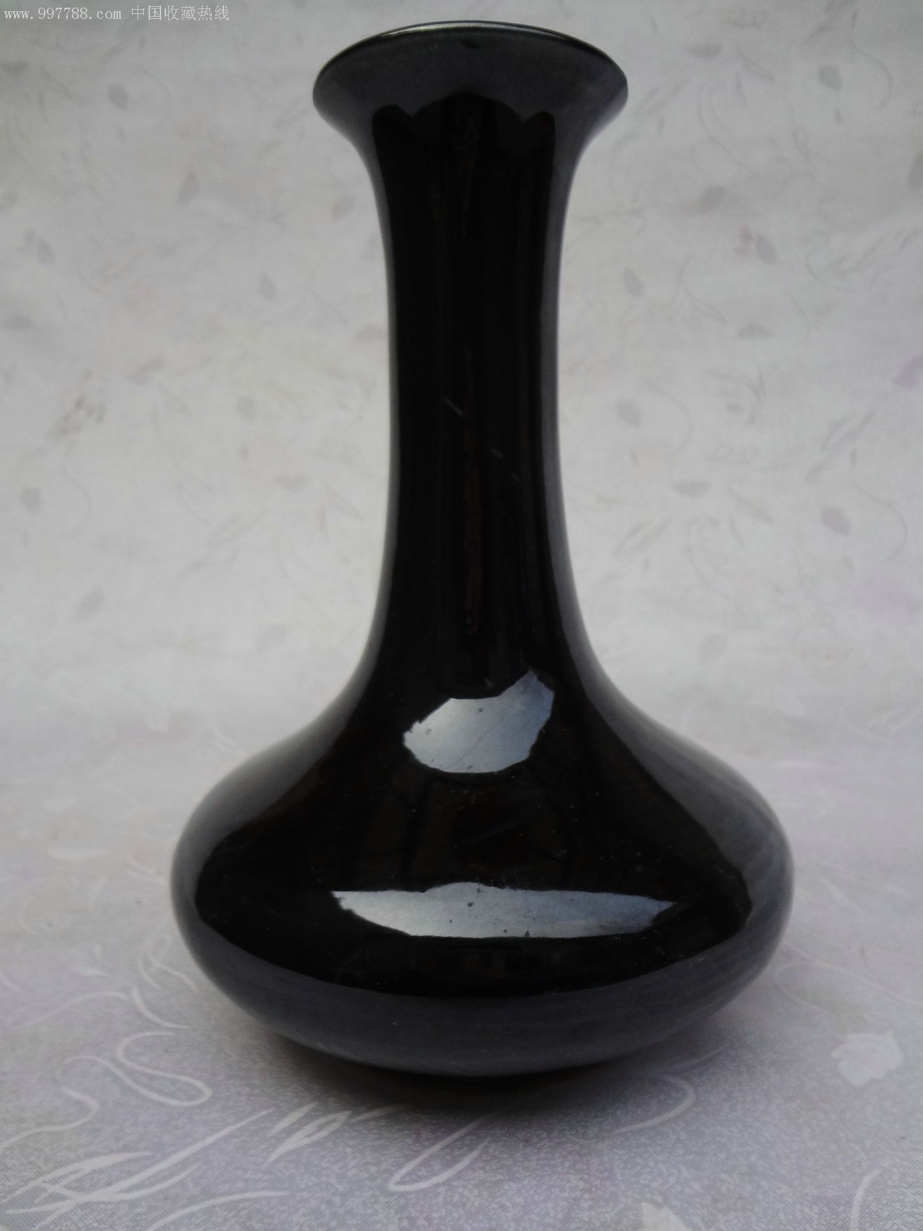 老紫砂黑釉长颈瓶