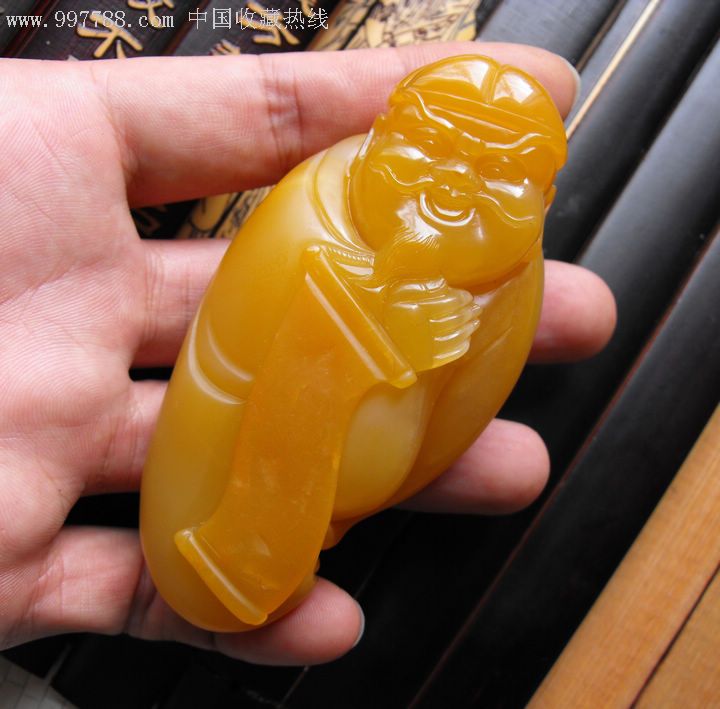 【一石轩】黄龙玉把玩件鸡油黄财神手把件天然玉石手玩件111255