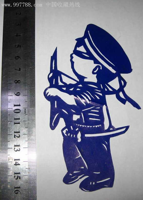 文革剪纸小海军