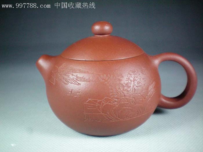 特价正品紫砂壶全手工细刻西施霍红文增值收藏壶