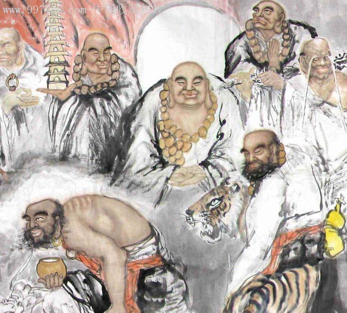 广西美协时育林·大丈二人物作品·十八罗汉图