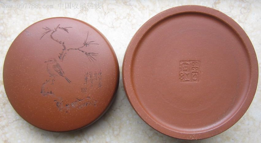 周向红制紫泥书画圆形茶叶罐_其他紫砂_第4张_7788钟表收藏