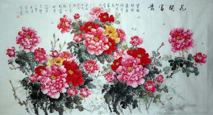 名家莫林六尺牡丹6c-18真迹