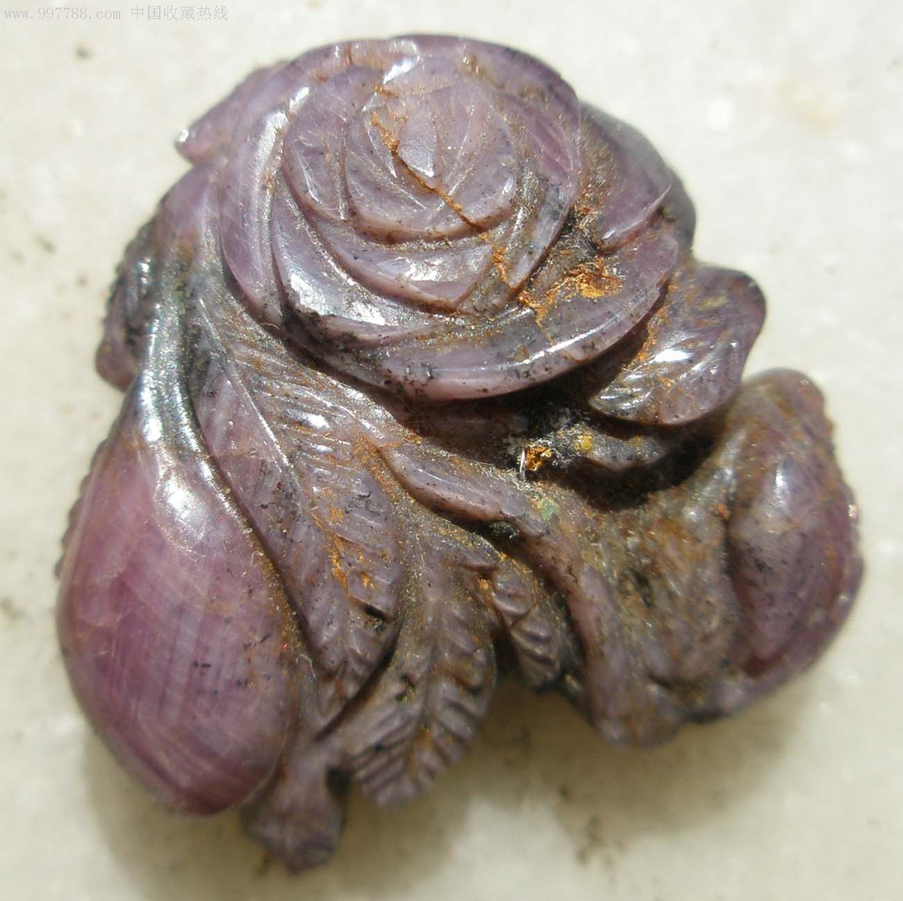 清朝红宝石花雕件挂件