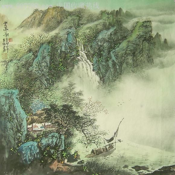 国画山水画金有恒四尺斗方山水03183