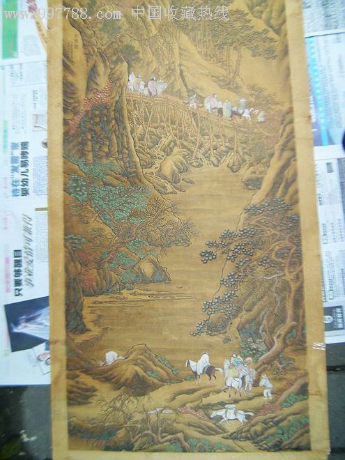 仇英:剑阁图(绢本木板水印画)近真迹