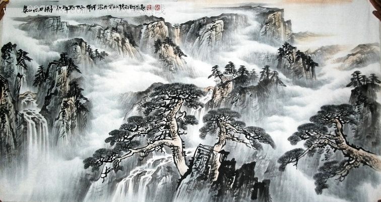 山水画《泰岱雄姿》