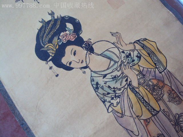 晚清仿明唐伯虎美人貂婵画一副